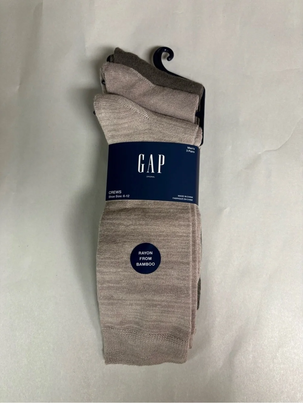 New Gap Socks Men’s 3 Pair Tan & Brown Rayon Bamboo Crews Business Casual